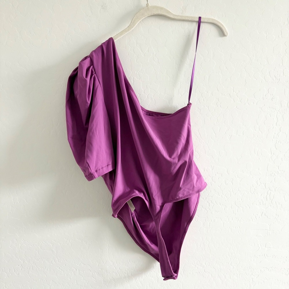 Free‎ People Somethin Bout It One Shoulder Bodysuit Purple XL NWT OB1270205 - Picture 4 of 6